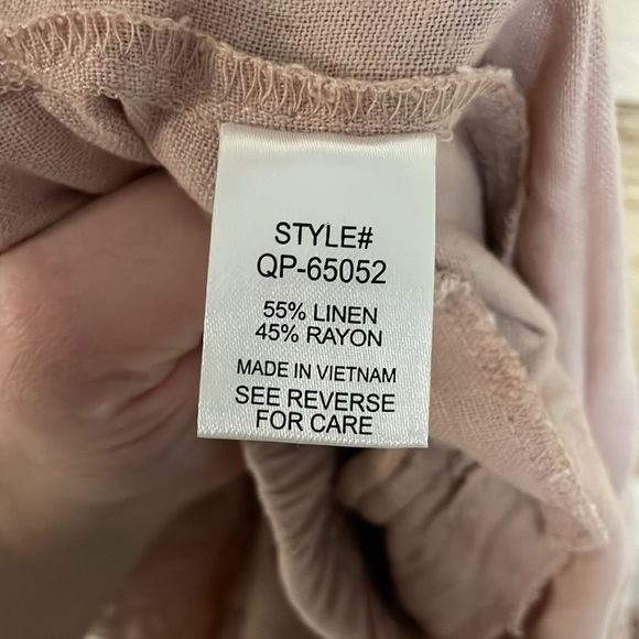 Zenana size XL blush pink elastic high rise waist 5” linen shorts with pockets - Picture 10 of 11